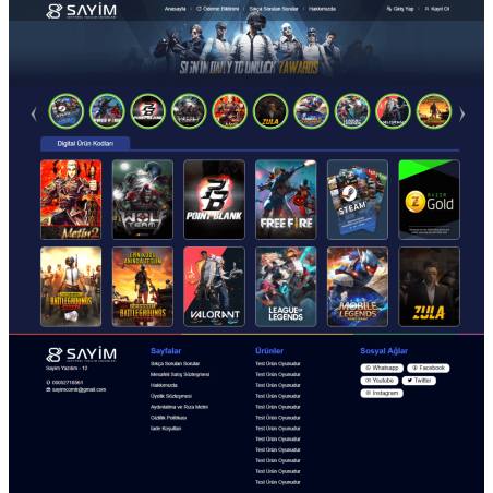 E-Ticaret Oyun Satış Yazılım Paketi - Demo12